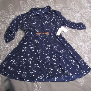 Bird print lightweight shirt-dress plus size